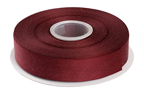 Joycrosso Herringbone Tape Twill Ribbon Soft Handle, Great for Gift Wrapping Craft Sewing 25mm x 22 Meters - Burgundy