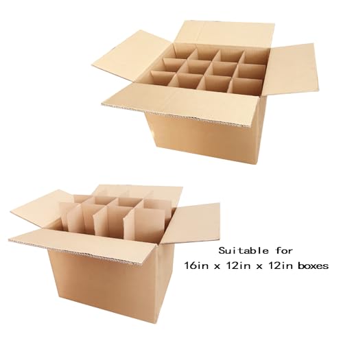 Image of 4 Sets Dish Packing Kit, Glass Divider Kits with 50 pcs Foam Pouches Fits in 16x12x12 Inch Box
