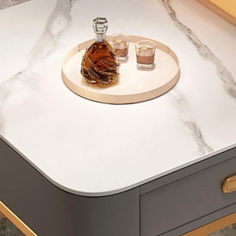 CraftThink Coffee Table, Modern Style 17.72" Tall Glam Style Coffee Cocktail Table Metal Frame 2 Nesting Coffee Table for Living Room - White Orang 28" L x 28" W x 18" H + 24" L x 24" W x 15" H