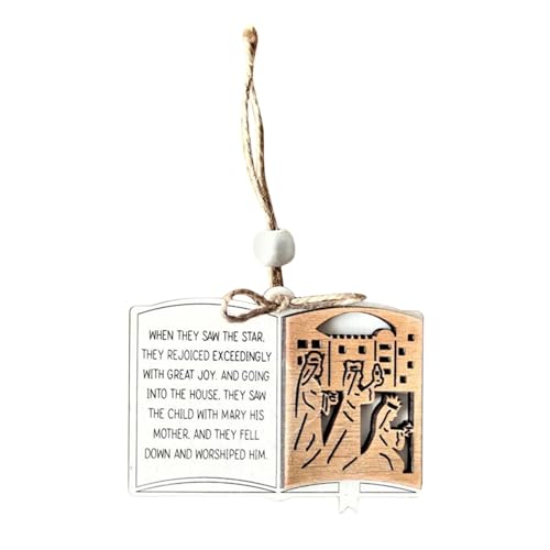 Belén de Navidad de madera - Adornos navideños para el árbol, belén de madera para Navidad | Colgante de madera para belén de Navidad, decoración de temporada, accesorios para fotografía con cordón p