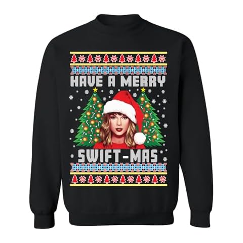 ALLNTRENDS Have A Merry Swift-Mas Funny Tay Ugly Christmas Sweatshirt (S, Black) Cover
