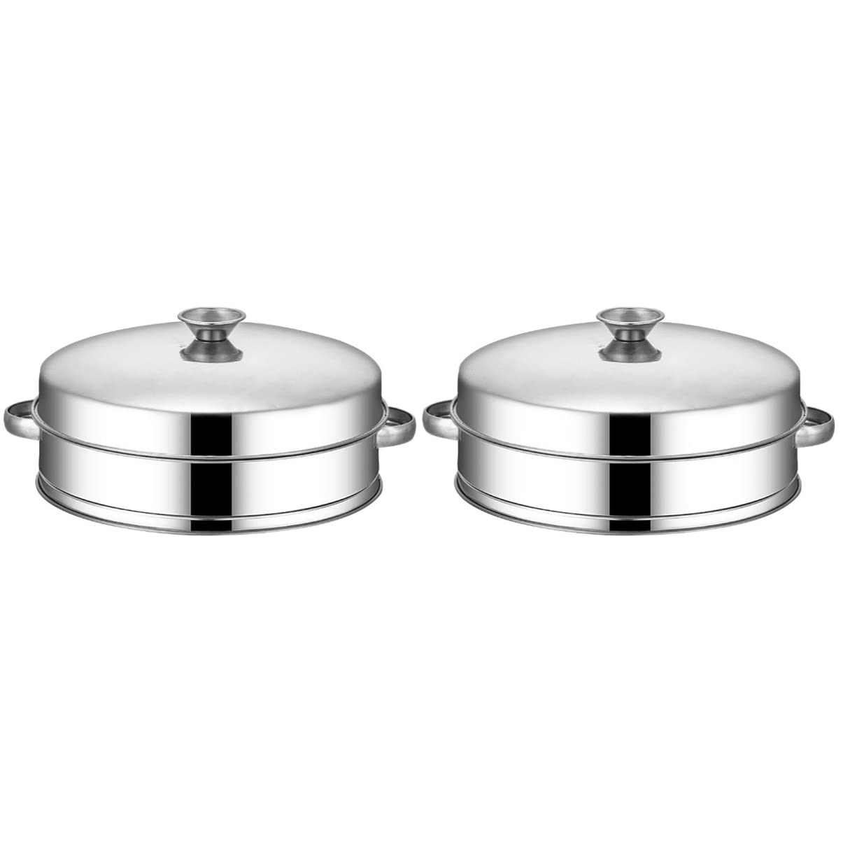 Vaporera de acero inoxidable de 2 juegos con tapa para cocinar dumplings y bollos al vapor en cocina