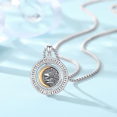 Compass/Wolf/Thor's Hammer/Runes/Tree of Life/Goats/Raven Thor Hammer Necklace for Men Viking Necklace 925 Sterling Sliver Pendant Norse Jewelry Gifts for Men Women3