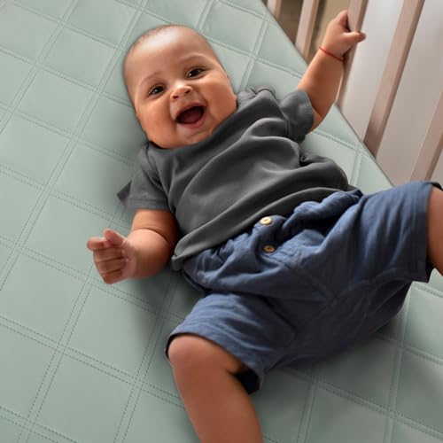 Image of Yoofoss Waterproof Crib Mattress Protector 2 Pack, Quilted Crib Mattress Pad Cover Ultra Soft and Breathable, Machine Washable Toddler Mattress Protector for Standard Baby Crib Size 52''x28''