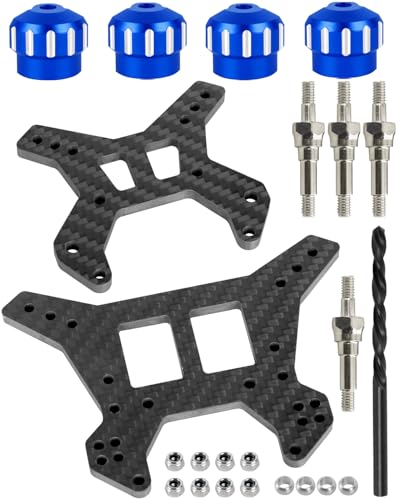 RcarmubWow RC Shock Towers &Shock Cap Protector &Shock Standoff Upgrades Part for 1/8 Typhon 6S BLX,Carbon Fibre Front Rear Shock Towers Alloy Aluminium Shock Cap,Navy Blue