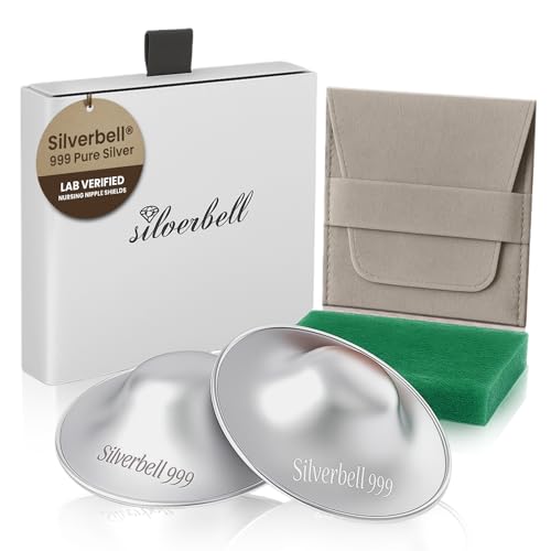 Image of The Original 999 Carat Pure Silver - Nipple Shields for Nursing Newborn - Covers -Silver Nursing Cups - Newborn Essentials Must Haves - Breastfeeding Nipple Covers