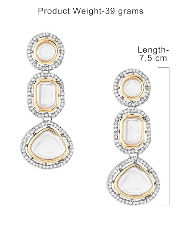 Two Tone Stones & Austrian Diamonds Dangle Earring - ZPFK16497