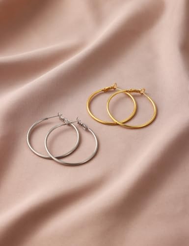 Image of Gacimy Gold Hoop Earrings for Women, 14K Gold Plated Thin Hoops