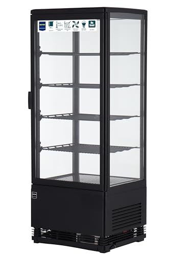 METRO Professional Vitrina Refrigerada GGC2098B, 42.8 x 38.6 x 111 cm, 98 L, 4 Estantes Ajustables, Iluminación LED, Negro