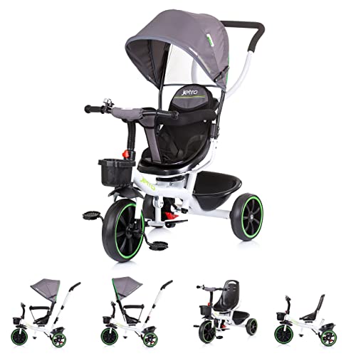 Chipolino Jetro 3-in-1 Tricycle, Swivel Seat, Parental Handlebar and Seat Belt, Light Grey
