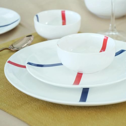 Image of BLACKCARROT Ceramic Dinner Plates Set of 6 | Spanish White Design