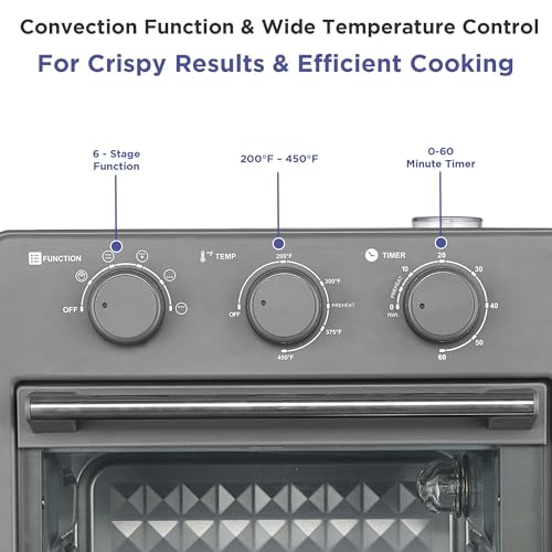 Image of Magnavox Home, 16.5 qt Air Fryer Oven, With Steam Infusion, Black, Convection Countertop Oven, 6 Cooking Functions, 200-450F Temperature Control, Interior Light, Fry Basket & Baking Tray Included