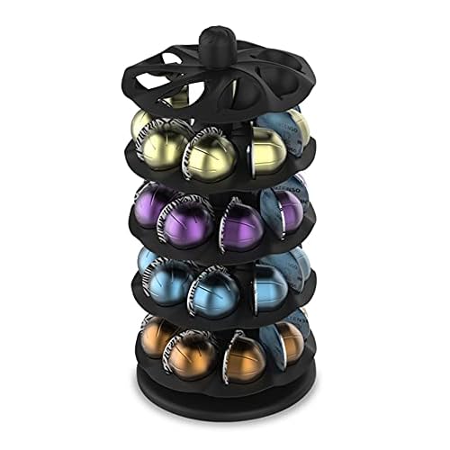 EVERIE Rotary Coffee Pod Capsules Carousel Holder Organizer Compatible with 40 Nespresso Vertuoline Capsules (Black)