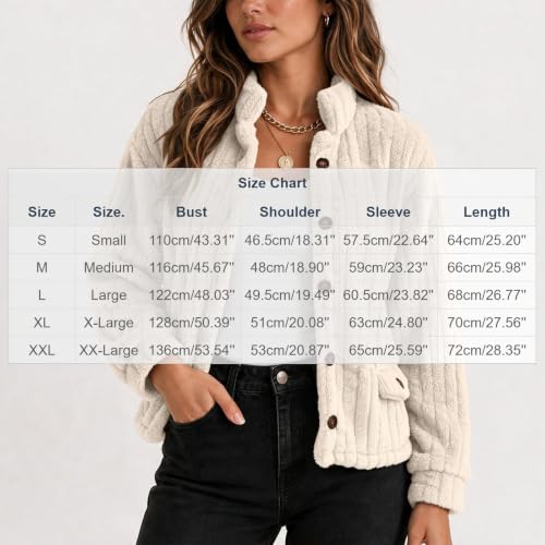 Sherpa Fleece Jacket Women Stand Collar Button Coat Travel Winter Daily Use - image 5