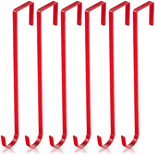 6 Ganchos de Corona de Puerta de Acrílico para Puerta Delantera Corona de Navidad Colgador sobre Puerta, 12 Pulgadas (Rojo) Cover