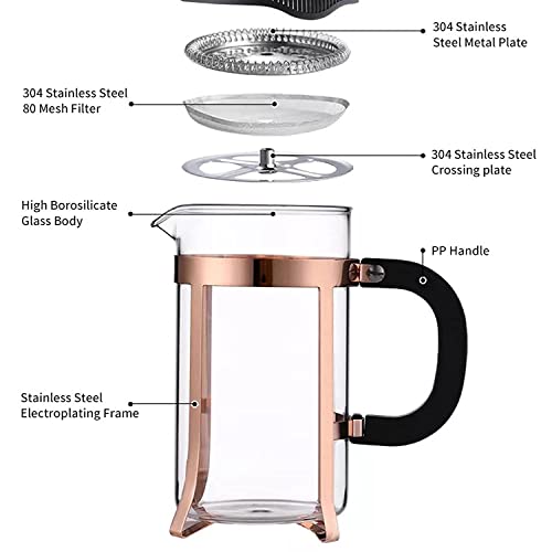 Image of French Press Coffee Maker with 4 Part Superior Filtration Coffee Maker Machine,Moka Express 3 Cup Espresso Maker /Percolator /Stovetop /filter Coffee Maker for an Italian Mocha-600 Ml