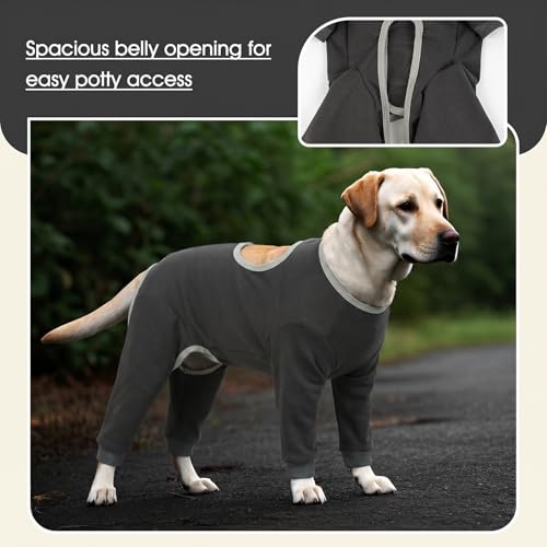 Image of IDOMIK Dog Recovery Suit After Surgery,Long Sleeve Dog Surgical Onesie for Surgery,Soft Breathable Pet Pajamas Anti Shedding,Adjustable Bodysuit Prevent Licking Wound,Cone Collar Alternative,Gray,3XL