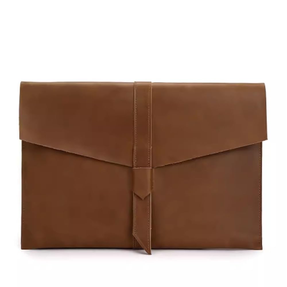 Portafoglio for contanti con busta in pelle, cartella porta documenti in pelle, borsa for informazioni sulla custodia for busta in pelle Valigetta portatile cartella vintage for documenti (marrone)(Br