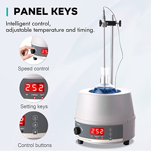 Image of LAB FISH HMSC-2000ml Heating Mantle Magnetic Stirrer, 450W | 2000ml capacity, digital temp control with probe, timer, magnetic stirring for lab flask heating & mixing