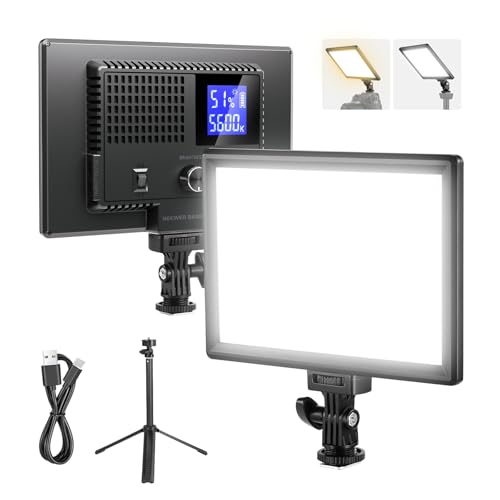 Image of NEEWER Basics 9 inch LED Light Panel, 3200-5600K Edge Lit Dimmable Camera Soft Key Lighting with Desk Tripod Stand, CRI95+ 800Lux 4000mAh Rechargeable for Photography Video Recording Streaming, NL-120B