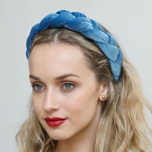 Image of DRESHOW Braided Headbands for Women Velvet Hair Hoop Elastic Criss Cross Hair Bands Accessories