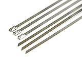 Pro Tie SS20N25 20-Inch Narrow Stainless Steel Cable Ties, 100 Pound Tensile Strength, 25-Pack,