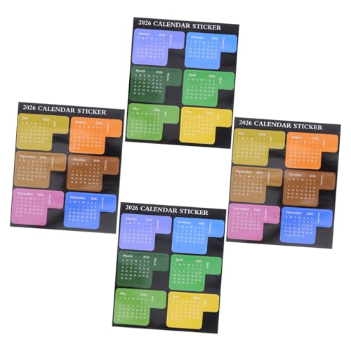 Beaupretty 2セット 年用スケジュールカレンダーシール 粘着性インデックスタブ付きプランナーステッカー 手帳 日記 ノート整理向け剥がせる付