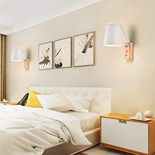 Lámparas de pared modernas E27 aplique madera interruptor pasillo interior 3