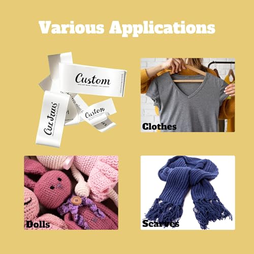 100-500pcs Personalized Handmade with Love Sew-On Fabric Washable Labels, Custom Silky Satin T-Shirt Name Labels for Clothing, Bags, Crafts, Costume (0.79\"×2.36\"(20×60mm)) - Thumbnail 6