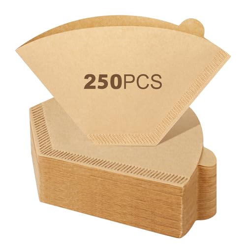 Image of 250 Count Coffee Filters #2, Premiun Unbleached Natural No Blowout, 2-4 Cup | Disposable Coffee Filter Cone Paper, for Pour Over, Drip Coffee Maker, for Home, Office, Coffee Shop