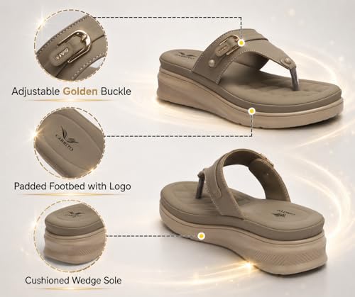 Image of Carrito, Women Wedge Heels Thong Sandals| Comfortable Flats Sandals | Comfort Orthopaedic Sandals for Women| Doctor Slippers /Flip-Flops | Arch Support & Heel Cushion | Lightweight Anti-Skid Sole | Ultra-Cushioned Shock Absorbing Footbed | Available in Open Toe & Toe Separator Style