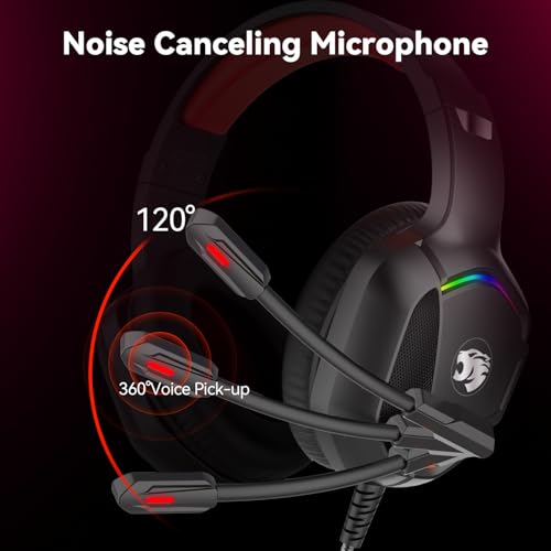 Image of Gaming Headset with Microphone for Pc, Xbox One Series X /s, Ps4, Ps5, Switch, Stereo Wired Noise Cancelling Over-Ear Headphones with Mic, RGB, for Computer, Laptop, Mac, Nintendo (Red)