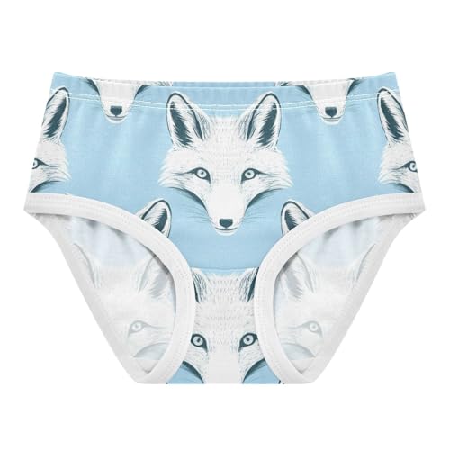 Cotton Toddler Girls Underwear White Fox Faces Blue Panties for Girl Fun Print Briefs Undies Kids 2t