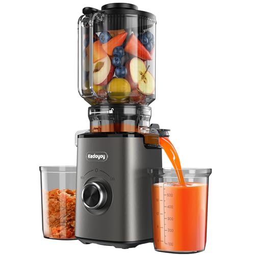 Kedoyoy Entsafter Gemüse und Obst Testsieger, 1,8L Slow Juicer mit 130 MM XL-Einfüllschacht, 600 mL Saftbehälter, Elektrische Juicer Machine für Familien, Gesundheitsbewusste