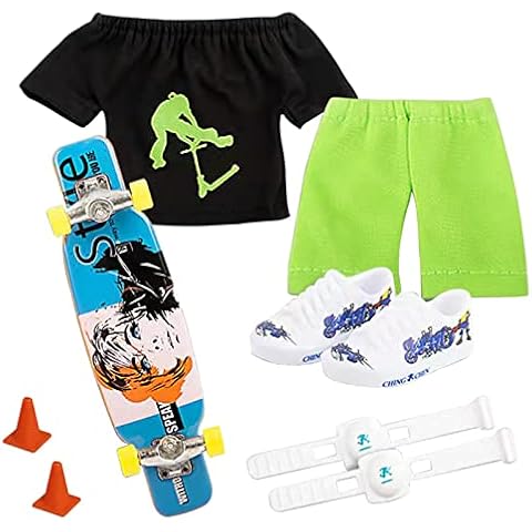 PETSTIBLE Finger Toy Mini Finger Scooter Set Mini Finger Skateboard with Pants and Shoes Party Favor for Kids Birthday Party Games-A Cover
