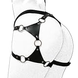WENTPOL Damen Sexy Punk Leder Bein Harness Caged Oberschenkel Holster Strumpfband Harajuku Taille Ringe Hosenträger Gürtel Sexy Taille Ringe Hosenträger Damen Bondage Clubwear