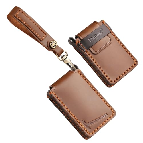 Étui de clé de voiture en cuir pour Volvo XC40 2025 marron avec porte-clés