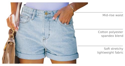 Image of onlypuff Womens Jean Short Cut Off Denim Shorts High Waist Ripped Distressed Stretchy