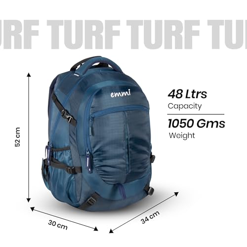 Image of Emmi Turf Backpack for Men and Women 48 L | Travel Bags for Camping and Hiking | Lightweight Outdoor Backpack With Water Bottle Holder |Stylish and Adjustable Travel Rucksacks | 18 Months Warranty
