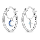Hapour Pendientes Huggie de plata de ley 925 con circonita cúbica, hipoalergénicos, brillantes y brillantes, para mujeres y adolescentes, Mittel, Metal, Circonita cúbica creada