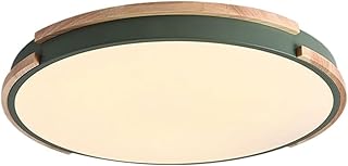 MESOVFCA Lámpara de Techo rústica de Madera empotrada, LED de 3 Colores Intercambiables, Ultrafina de 4,8 cm, iluminación Estilo Granja para Dormitorio, Cocina y Pasillo, 30 W, Verde, 32 cm