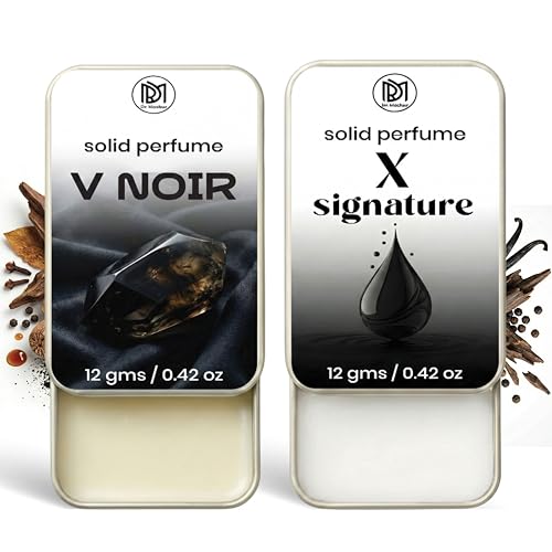 Image of Dr.Mashur Solid Perfume |x signature&V Noir Alcohol Free Wax Perfume Balm, Long Lasting | Pocket Tin 12g, Pack Of 2| Non Greasy Smooth Glide, Travel Friendly Men And Women