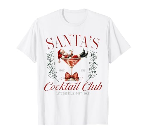 Santa's Cocktail Club Funny Christmas T-Shirt
