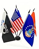 JBSJBS Military Desk Flag Set 12" Solid Pole Deluxe Set Army Flags Mini Small Armed Forces Office Table Flags with Black Stand Base for Memorial Day Veterans Day US Fourth of July Decorations(6Pack)