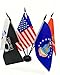 JBSJBS Military Desk Flag Set 12" Solid Pole Deluxe Set Army Flags Mini Small Armed Forces Office Table Flags with Black Stand Base for Memorial Day Veterans Day US Fourth of July Decorations(6Pack)