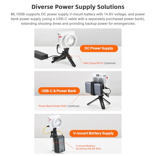 Image of Godox ML100Bi Kit2 Pocket LED Video Light 120W Bi-Color Photography Fill Light 2800K-6500K CRI97+ TLCI98+ APP Control 11 Lighting Effects Godox Mount for Vlog Live Streaming Photography