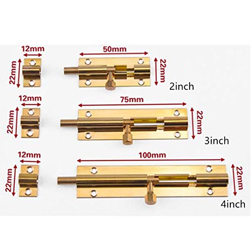 2pcs Door Bolt Brass Barrel Slide Lock with Screws for Bathroom Toilet Door 4inch, 4“ Pack-of-2 - Image 2