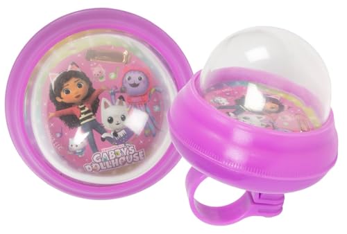 Tataway Squeeze Bell Gabby's Dollhouse Różowy dzwonek rowerowy dla dzieci z oficjalną grafiką DreamWorks - uniwersalny dzwonek rowerowy z dźwiękiem dźwiękowym i łatwym montażem dla rowerów
