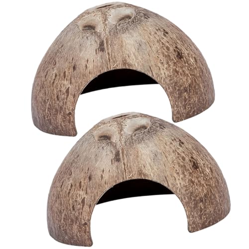 TOYANDONA 2 Cuevas Decorativas para Reptiles Pequeñas Refugio Resistente al Desgaste Forma de Cáscara de Escondite para Terrarios Domésticos Suministros para Tortugas Arañas y