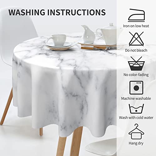 Kawani White Marble Round Tablecloth 60 Inch Ruitic Black And Grey Table Cloth Waterproof Fabric Farmhouse Abstract Tablecloths Decorative For Holiday Party Picnic #TOP5